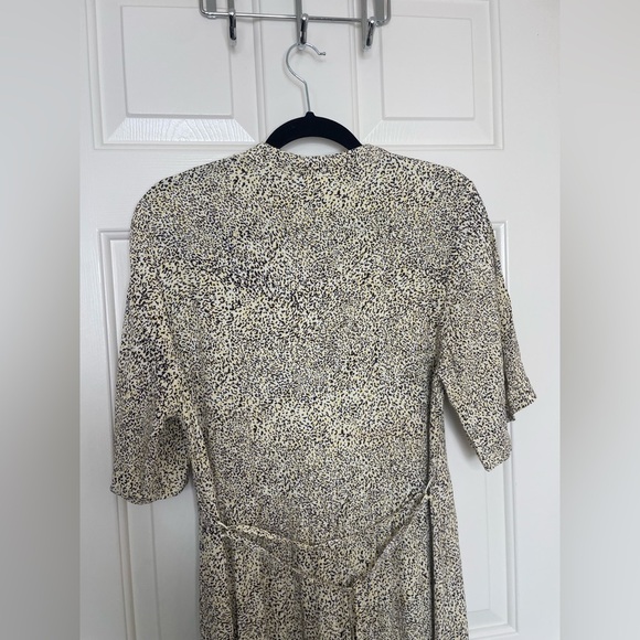 ICHI Puff Sleeve Button Front animal Print Midi Dress Black yellow | 38/M - Picture 7 of 13